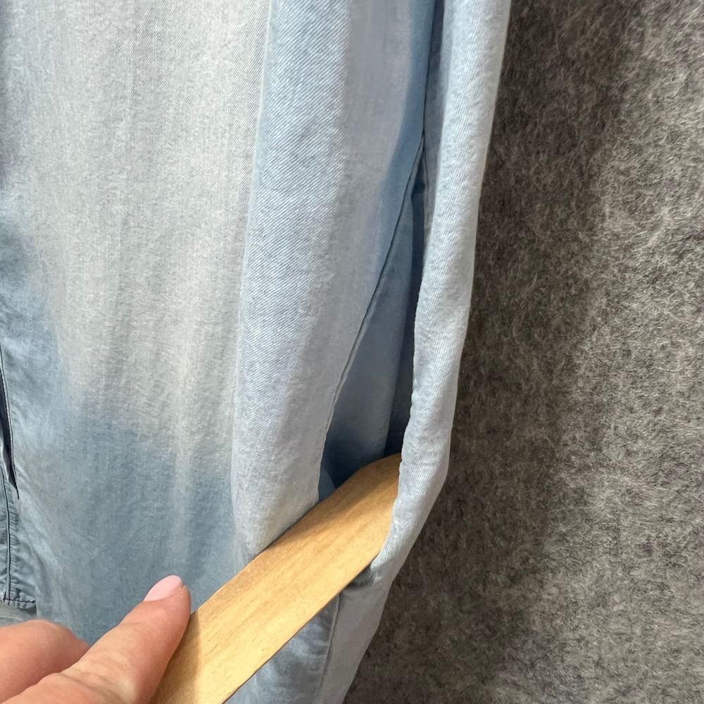 In Italy Chambray Denim Shirt‎ Dress Pockets Button Down Short Sleeve Light Wash - Picture 9 of 10